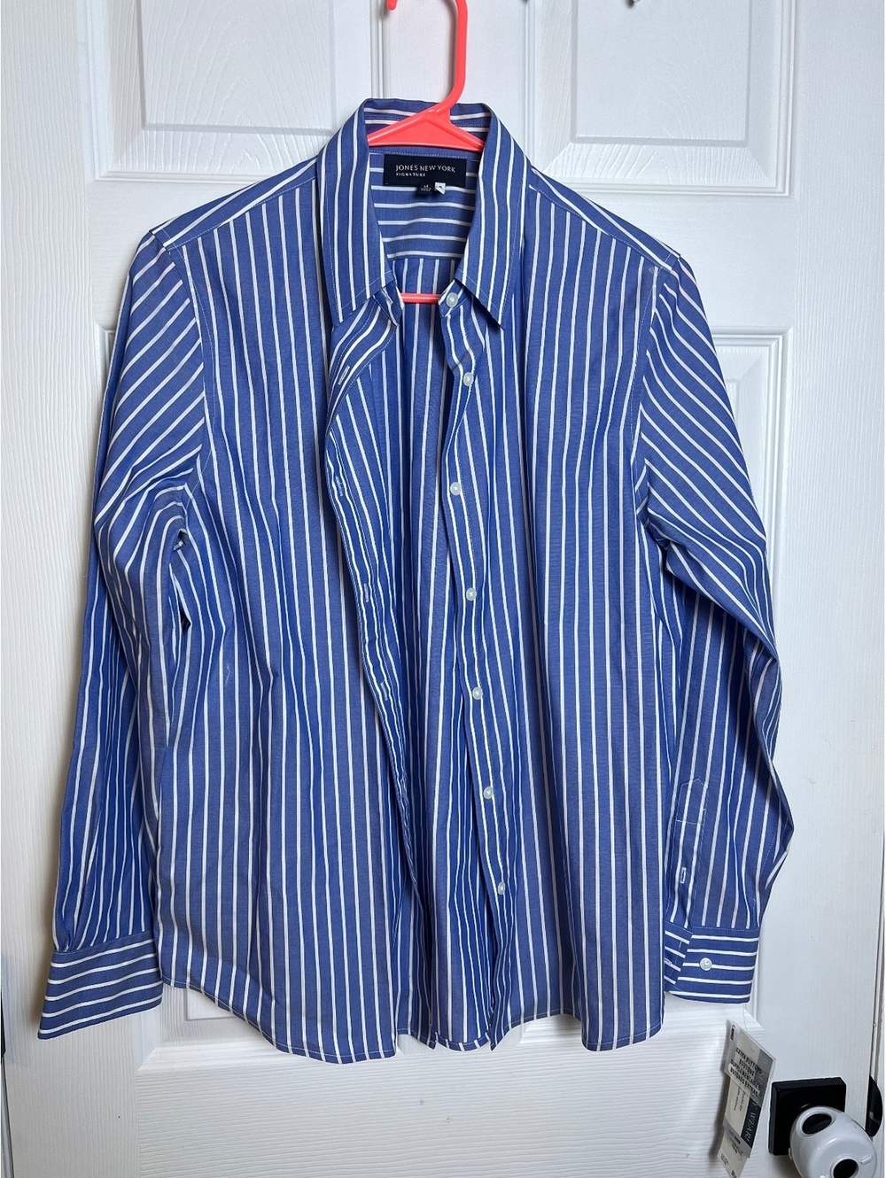 Jones New York NWT Blue White Button Down Blouse Womens M